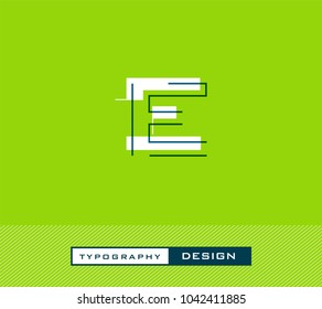 Typography Design Alphabet E, Letter E cut style logo icon vector template.
