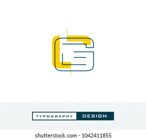 Typography Design Alphabet G, Letter G cut style logo icon vector template.
