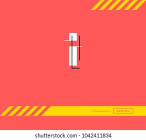 Typography Design Alphabet I, Letter I cut style logo icon vector template.
