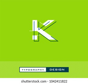 Typography Design Alphabet K,  Letter K cut style logo icon vector template.
