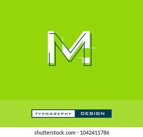 Typography Design Alphabet M,  Letter M cut style logo icon vector template.
