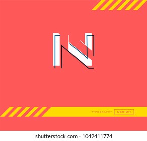 Typography Design Alphabet N,  Letter N cut style logo icon vector template.
