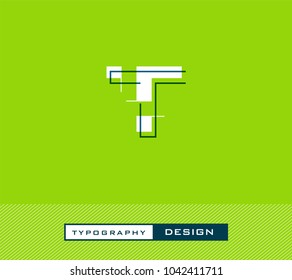 Typography Design Alphabet T,  Letter T cut style logo icon vector template.
