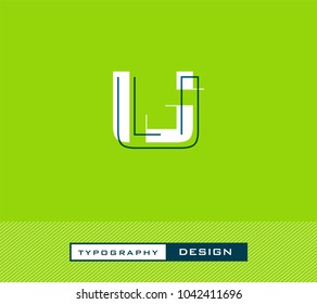 Typography Design Alphabet U,  Letter U cut style logo icon vector template.
