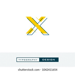 Typography Design Alphabet X,  Letter X cut style logo icon vector template.
