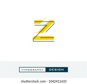 Typography Design Alphabet Z,  Letter Z cut style logo icon vector template.
