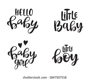 Typography design for babies clothes, t-shirts, birthday, baby shower, nursery decorations. Calligraphy vector isolated.