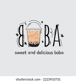 Typography design of Boba for boba drink logo design for beverage advertisement