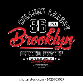 typography design Brooklyn united states style for t shirt print men, vector