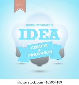 Typography design concept brainstorm creative ideas on the background light bulbs