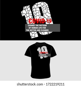 COVID-19, VECTOR, DISEÑO DE PALABRAS PARA IMPRESIÓN DE PANTALLA Y CAMISA DE T.