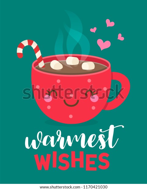 Typography Design Cute Hot Chocolate Marshmallows Stock Vector (Royalty ...