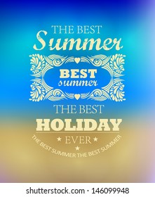 typography Design  elements for Summer Holidays with background  /beach /calligraphic designs/ ornaments / labels