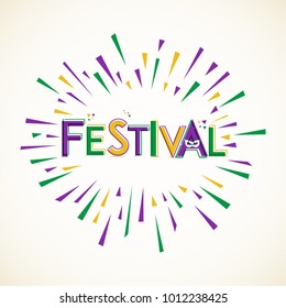 Typography design. Festival with confetti explosion.Vector Eps 10