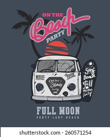 typography design full moon party poster and tshirt music