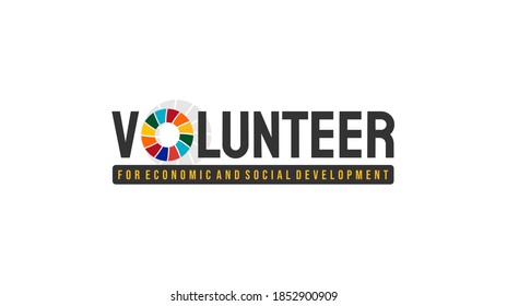 Typography design for International Volunteer Day for Economic and Social development with Colorful of O alphabet design. Good template for Volunteer design.