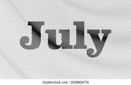 typography design of July. illustration vector calendar