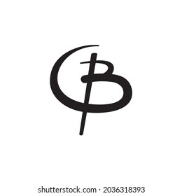 typography design letter c with letter b combined handwriting style