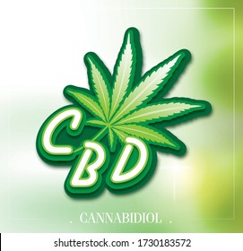 typography design logo CBD design,Marijuana leaf. Medical cannabidiol. Hemp oil Vector illustration.