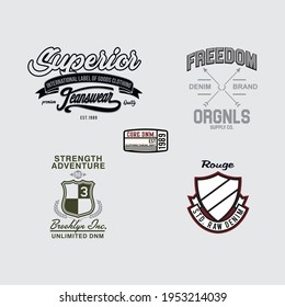 Typography design logo template set, Vector illustration, t-shirt graphics, vectors. etc.