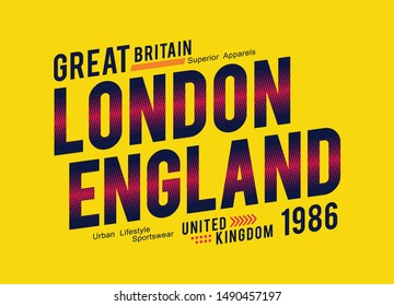 Typography design, London, England, style t-shirt print and other uses, vector illustration