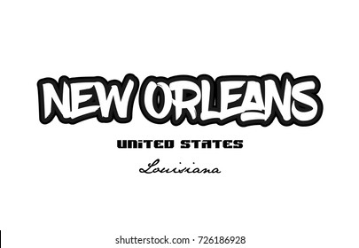 Typography design of new orleans louisiana city text word in the United States of America graffitti style logo