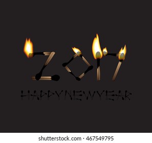 Typography design for new year 2017, Burning matches