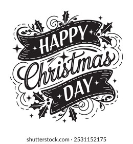 typography design on text Happy Christmas Day.