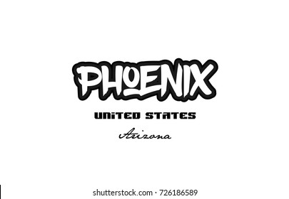 Typography design of phoenix arizona city text word in the United States of America graffitti style logo