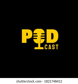 Diseño tipográfico de Podcast. Buena plantilla para diseño de radio o logotipo de podcast.