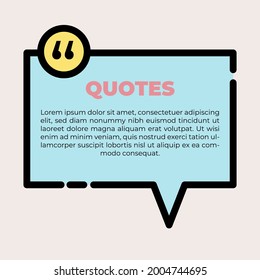 Typography design quote chat bubble background. Remark quote text box poster template concept. Blank empty frame citation. Quotation paragraph symbol icon. Double bracket comma mark with yellow colour