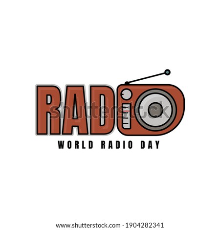 Typography design of Radio with radio object. good template for world radio day design.