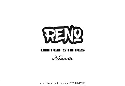 Typography design of reno nevada city text word in the United States of America graffitti style logo