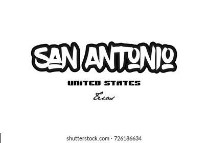 Typography design of san antonio texas city text word in the United States of America graffitti style logo