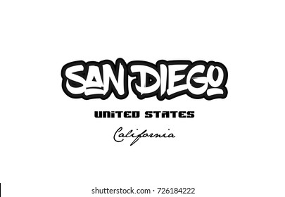 Typography design of san diego california city text word in the United States of America graffitti style logo