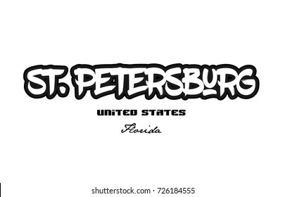 Typography design of st petersburg florida city text word in the United States of America graffitti style logo