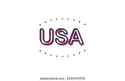 tipografía diseño texto de EE.UU. con colores de la bandera de EE.UU.