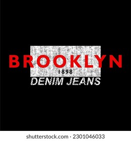 typography design vectors A black background with a white and red brooklyn denim jeans