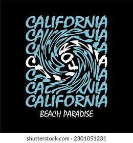 typography design vectors A black background with the words california beach paradise written on it