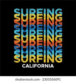  typography design vectors A black background with the words surf surfing