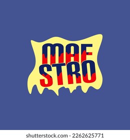 La tipografía, el diseño de la palabra MAESTRO, es adecuada para las imprentas digitales, especialmente la impresión de camisetas.