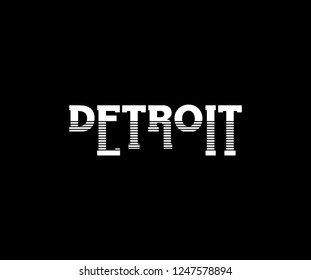 Typography DETROIT Letter Modern Striped Creative For Tee Graphic Template