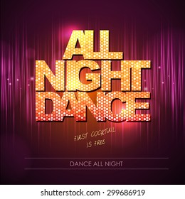 Typography Disco background. All night dance