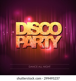 Typography Disco background. Disco party. 