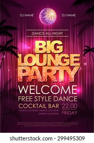 Typography Disco background. Disco poster big lounge party