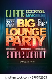 Typography Disco background. Disco poster big lounge party