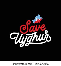 typography doodle type save Uyghur vector Illustration with uyghur map
