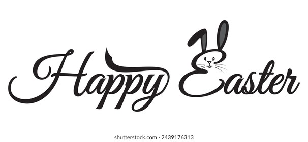 Typography easter day t shirt design. Happy Easter vintage vector calligraphy text. Modern handwritten brush type isolated for poster, t-shirt, banner, logo.  Happy-easter-text-calligraphy