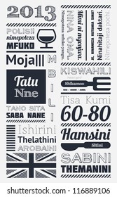tipografía con elementos de infografía e iconos