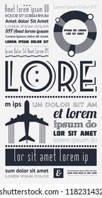 Typografie mit Elementen von Infografiken und Symbolen